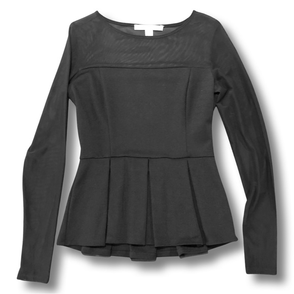 Boston Proper Tops - Boston Proper Sheer Black Peplum Top